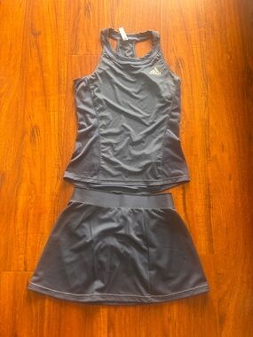 adidas navy Racerback Tank with Matching Black Athletic Skort